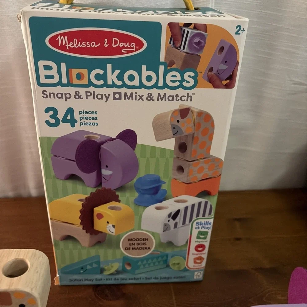 Melissa & Doug Snap & Play Mix‎ & Match Jungle Animal Block Set (34 PCs)